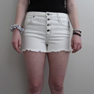 mossimo high-rise white denim shorts